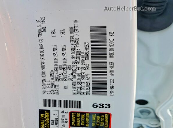 3TMLB5JN2SM197977 2025 TOYOTA TACOMA Белый Вид подкапотного пространства