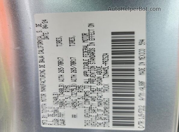 3TMLB5JN3RM010563 2024 TOYOTA TACOMA Silver VIN sticker view