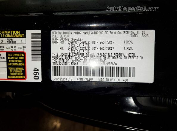 3TMLB5JN3SM195168 2025 TOYOTA TACOMA Black Engine compartment view