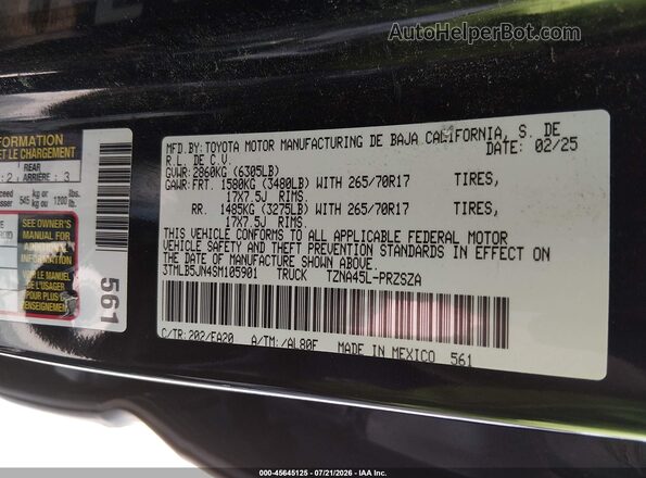 3TMLB5JN4SM105901 2025 TOYOTA TACOMA Black Engine compartment view