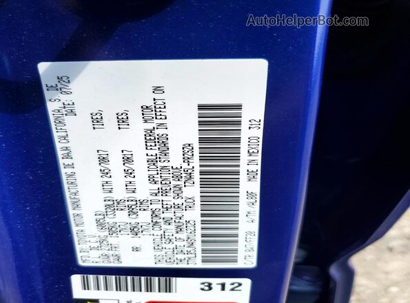 3TMLB5JN4SM162325 2025 TOYOTA TACOMA Blue VIN კოდის სტიკერის ხედი
