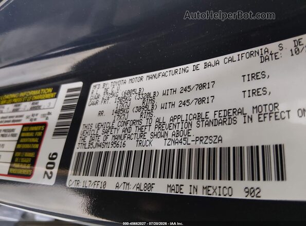 3TMLB5JN4SM195616 2025 TOYOTA TACOMA Синий Вид подкапотного пространства