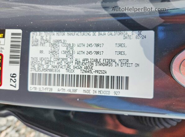 3TMLB5JN5RM001816 2024 TOYOTA TACOMA Gray Widok komory silnika