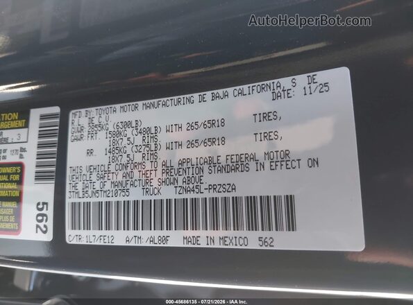 3TMLB5JN5TM210755 2026 TOYOTA TACOMA Gray Widok komory silnika
