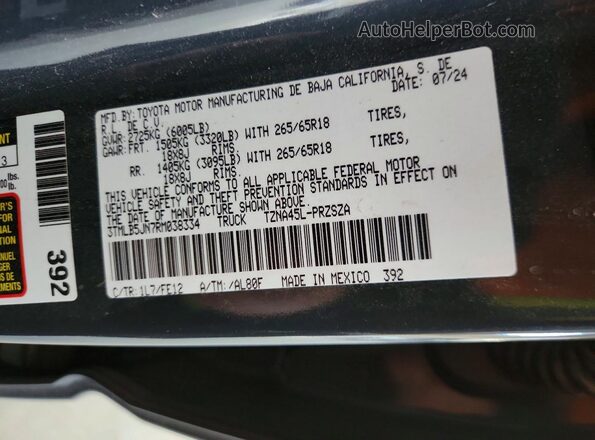 3TMLB5JN7RM038334 2024 TOYOTA TACOMA Gray ძრავის განყოფილების ხედი