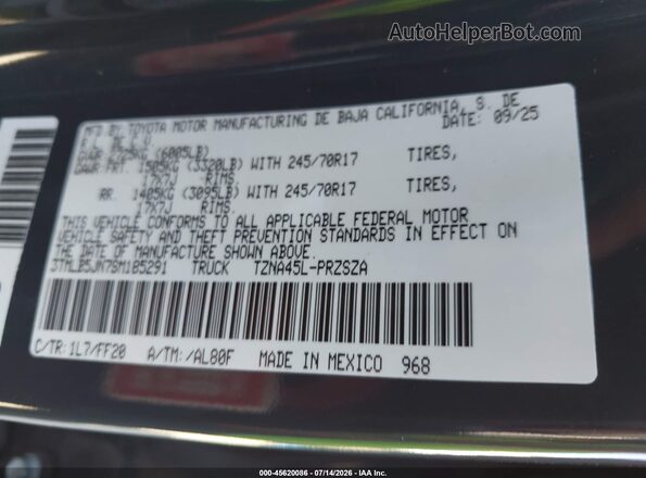 3TMLB5JN7SM185291 2025 TOYOTA TACOMA Gray Вид підкапотного простору
