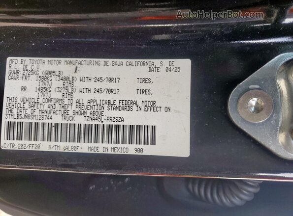 3TMLB5JN8SM128744 2025 TOYOTA TACOMA Black Շարժիչի բաժամունքի տեսք