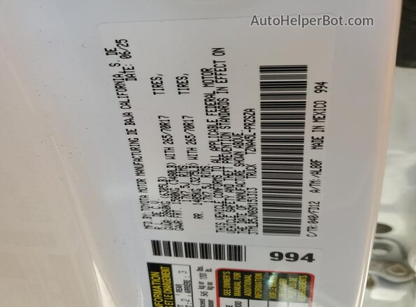 3TMLB5JN8SM151313 2025 TOYOTA TACOMA White Vista del compartimento del motor