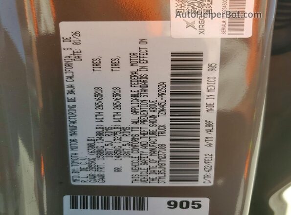3TMLB5JN8TM237108 2026 TOYOTA TACOMA Tan Вид підкапотного простору