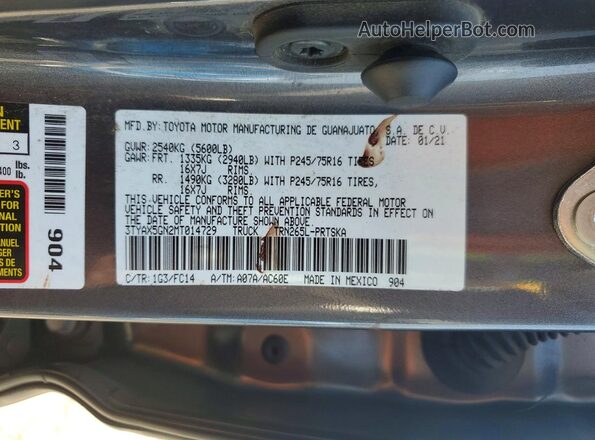 3TYAX5GN2MT014729 2021 TOYOTA TACOMA Gray Engine compartment view