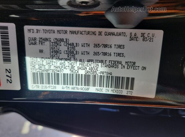 3TYCZ5AN0MT029497 2021 TOYOTA TACOMA Black Vista del compartimento del motor
