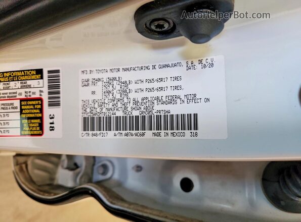 3TYCZ5AN3MT012144 2021 TOYOTA TACOMA White Widok komory silnika