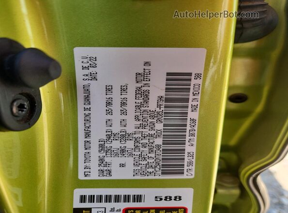 3TYCZ5AN3NT073480 2022 TOYOTA TACOMA Green Vista del compartimento del motor
