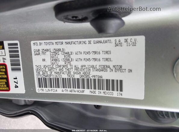 3TYCZ5AN3PT116721 2023 TOYOTA TACOMA Silver Շարժիչի բաժամունքի տեսք
