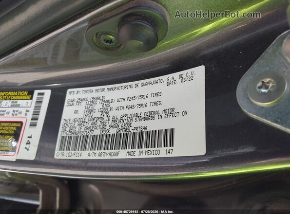 3TYCZ5AN6NT071657 2022 TOYOTA TACOMA Gray Widok komory silnika