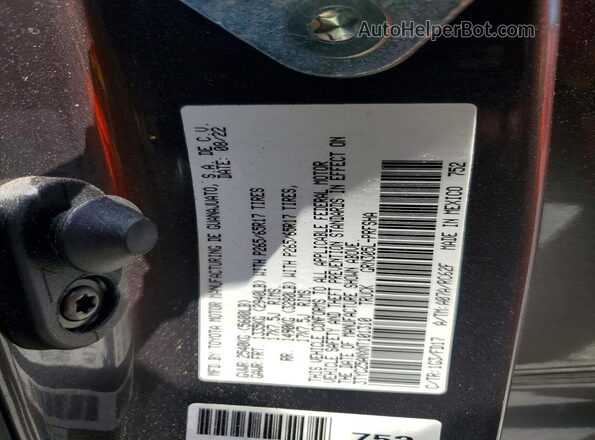 3TYCZ5ANXNT101310 2022 TOYOTA TACOMA Угольный Вид наклейки с VIN-кодом
