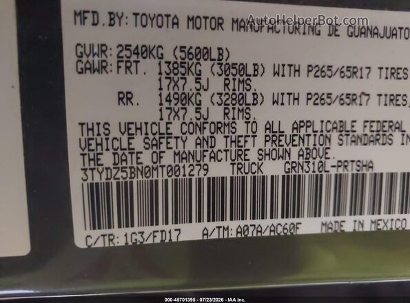 3TYDZ5BN0MT001279 2021 TOYOTA TACOMA Black Widok komory silnika