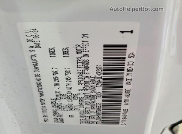 3TYJDAHN0RT006832 2024 TOYOTA TACOMA White Vista del compartimento del motor