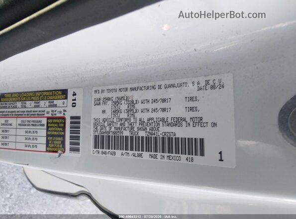 3TYJDAHN8RT008599 2024 TOYOTA TACOMA White Շարժիչի բաժամունքի տեսք
