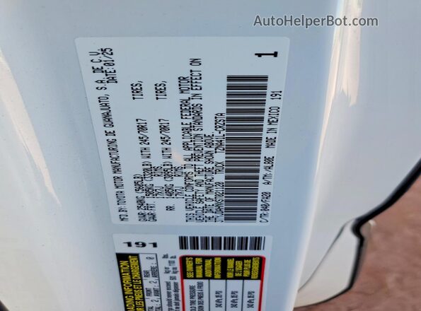 3TYJDAHNXST021120 2025 TOYOTA TACOMA White Engine compartment view