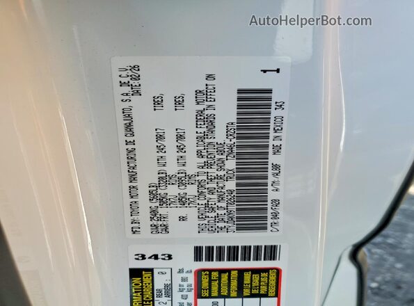 3TYJDAKN9TT026240 2026 TOYOTA TACOMA White Vista del compartimento del motor