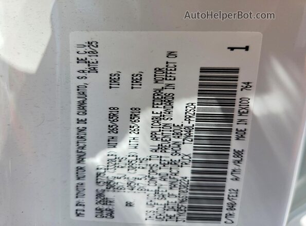 3TYKB5FN6ST030224 2025 TOYOTA TACOMA White VIN sticker view
