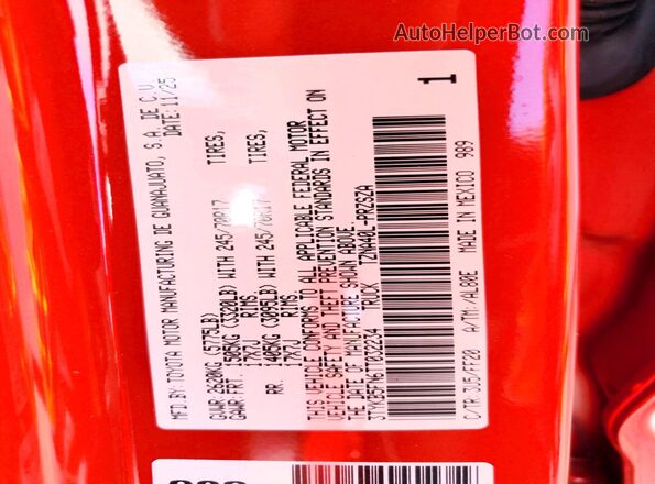 3TYKB5FN6TT032234 2026 TOYOTA TACOMA Red Սալոնի 360 աստիճան տեսք
