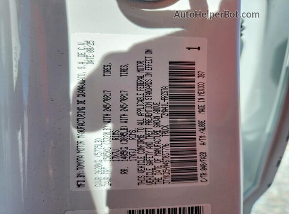 3TYKD5HN4ST037776 2025 TOYOTA TACOMA White Widok naklejki z numerem VIN