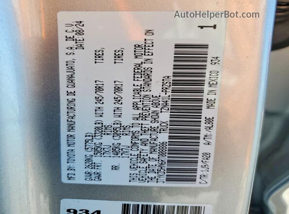3TYKD5HN6RT008886 2024 TOYOTA TACOMA Silver Widok komory silnika