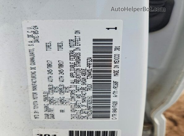 3TYKE5JN8RT028161 2024 TOYOTA TACOMA White Вид підкапотного простору
