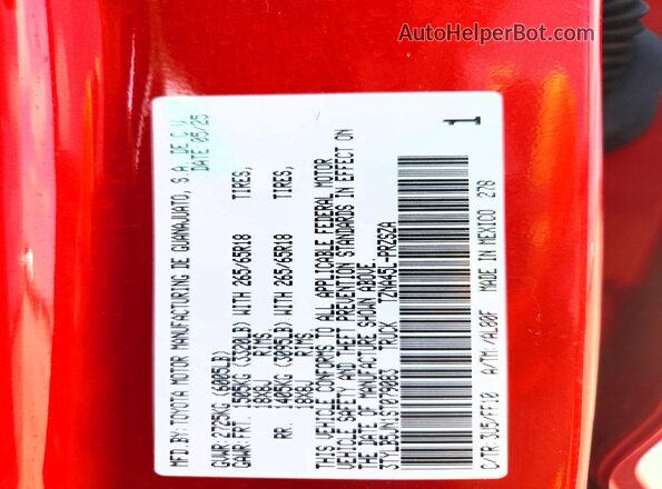 3TYLB5JN1ST079083 2025 TOYOTA TACOMA Red Вид наклейки з VIN-кодом