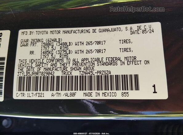 3TYLB5JN9RT029042 2024 TOYOTA TACOMA Gray Widok komory silnika