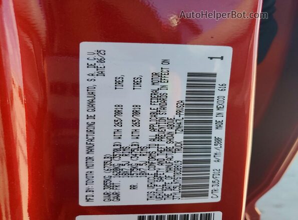 3TYLC5LN7ST038919 2025 TOYOTA TACOMA Red Շարժիչի բաժամունքի տեսք