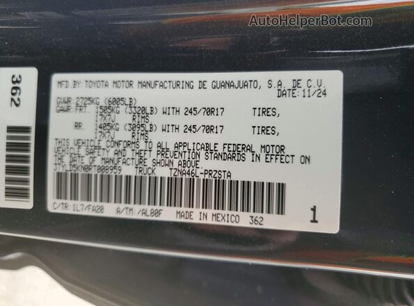 3TYLD5KN0RT008959 2024 TOYOTA TACOMA Gray Շարժիչի բաժամունքի տեսք