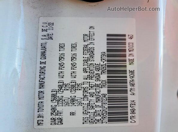 3TYRX5GN1PT072340 2023 TOYOTA TACOMA White Շարժիչի բաժամունքի տեսք