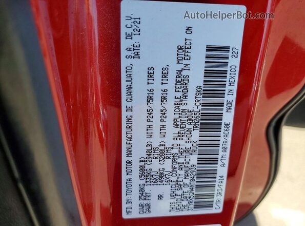 3TYRX5GN4NT042939 2022 TOYOTA TACOMA Red Вид підкапотного простору