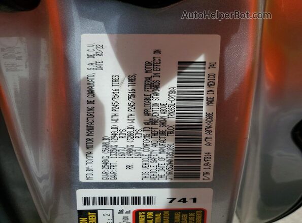 3TYRX5GN4NT051091 2022 TOYOTA TACOMA Silver ძრავის განყოფილების ხედი