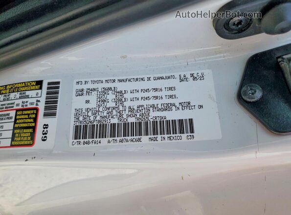 3TYRX5GN6PT082913 2023 TOYOTA TACOMA White Շարժիչի բաժամունքի տեսք