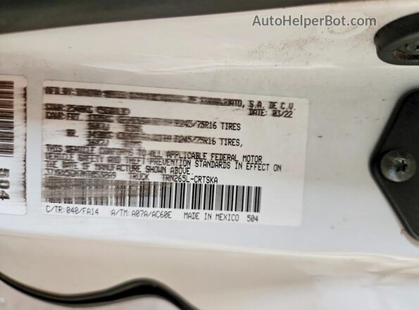 3TYRX5GN7NT053269 2022 TOYOTA TACOMA White Vista del compartimento del motor