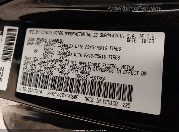 3TYSX5EN3PT021636 2023 TOYOTA TACOMA Black Вид підкапотного простору