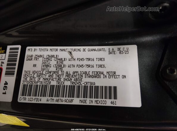 3TYSX5ENXPT019320 2023 TOYOTA TACOMA Gray Widok komory silnika