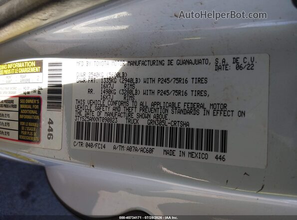3TYSZ5ANXNT090823 2022 TOYOTA TACOMA Белый Вид подкапотного пространства