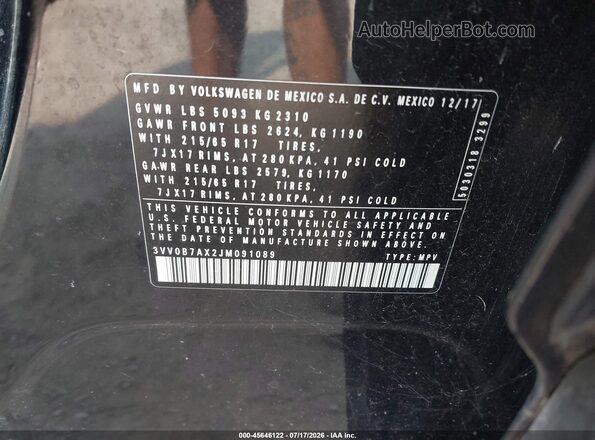 3VV0B7AX2JM091089 2018 VOLKSWAGEN TIGUAN Black Շարժիչի բաժամունքի տեսք