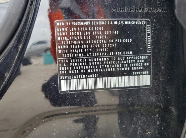 3VV1B7AX5LM140471 2020 VOLKSWAGEN TIGUAN Black Вид наклейки з VIN-кодом