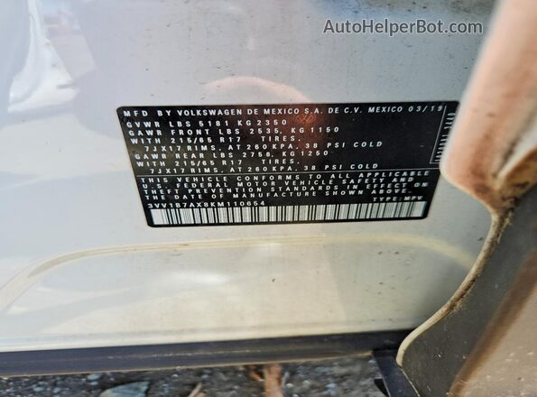 3VV1B7AX8KM110654 2019 VOLKSWAGEN TIGUAN White Vista de la etiqueta del VIN