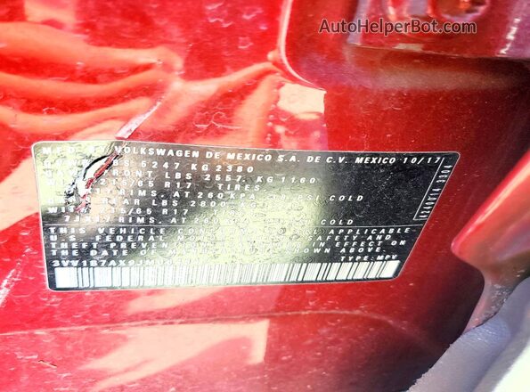 3VV1B7AX9JM064847 2018 VOLKSWAGEN TIGUAN Burgundy Widok naklejki z numerem VIN