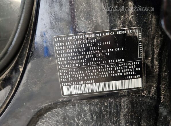 3VV2B7AX0MM150668 2021 VOLKSWAGEN TIGUAN Black Widok wnętrza 360 stopni