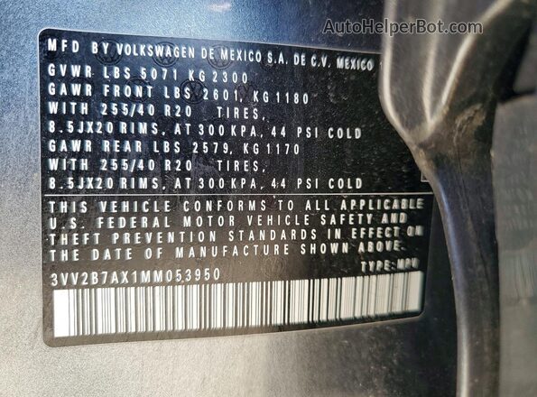 3VV2B7AX1MM053950 2021 VOLKSWAGEN TIGUAN Gray Widok komory silnika
