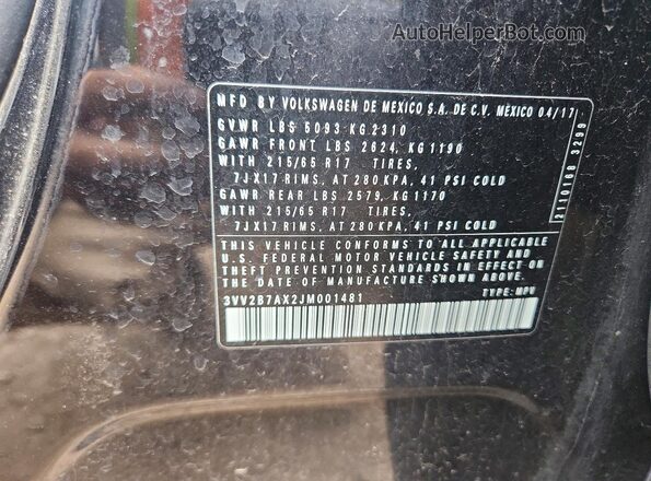3VV2B7AX2JM001481 2018 VOLKSWAGEN TIGUAN Black Widok komory silnika