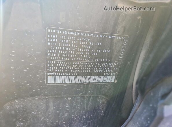 3VV2B7AX4KM016761 2019 VOLKSWAGEN TIGUAN Black Вид підкапотного простору